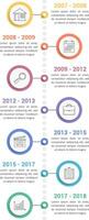 Vertical timeline infographics template with line icons, workflow or process diagram vector