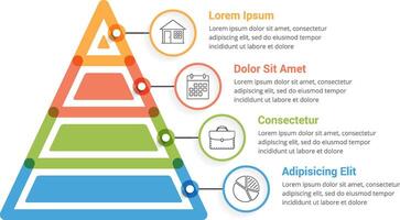 Pyramid infographic template with four elements vector