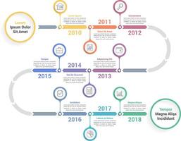 Timeline infographics template with arrows, workflow or process diagram vector