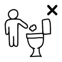 Doodle Icon of Banning trash in the toilet is prohibited vector