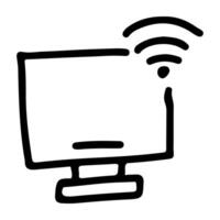 Doodle Icon of Wifi on Computer vector