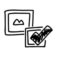 Doodle icon of photo approve vector