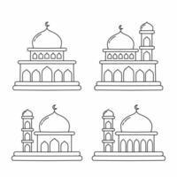 Set of simple mosque line art vector