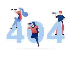 illustration of 404 Not Found. People Looking in the Direction of the 404 Text, Realizing That the Destination or Page They Are Trying to Reach Does Not Exist vector