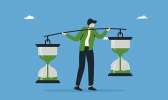 Balance productive time efficiency and effectiveness in business concept time management. vector
