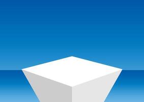 The white triangle pedestal podium display with blue sky background for the award ceremony. Products display and showcase presentation. vector