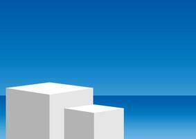 The white box pedestal podium display with blue sky background for the award ceremony. Products display and showcase presentation. vector