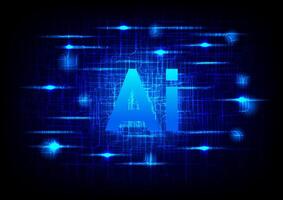 Artificial Intelligence online circuit on blue technology background. vector