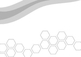 black waving and curve line technology and hexagonal geometric on white Background. For backdrop, book cover or banner. Science, sound and hi-tech. vector