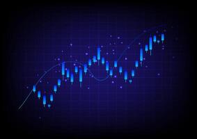 Stock and investment concept. line graph on a dark blue background. Bullish market, profit of wealth, high risk high return, business growth up. vector