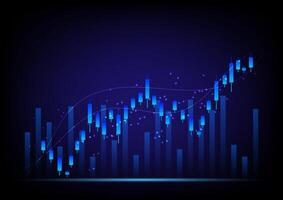 A bar and line graph on a dark blue background. Bullish market, profit of wealth, high risk high return, business growth up. vector