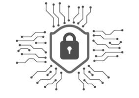 Cyber security concept. Locks on circuit board technology on a white background. Hacker protection and viruses on the internet. vector