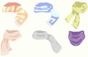Six colorful scarves on a white background vector