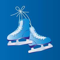 Pair of figure skates realistic volumetric, gradient fill, isolated on white background. For emblem, prints, postcards, web pages, winter competitions, sports games. vector