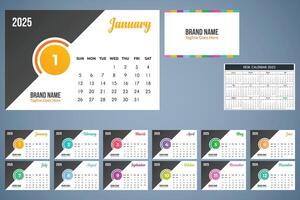 2025 Calendar Minimalist Design Template For New Year vector