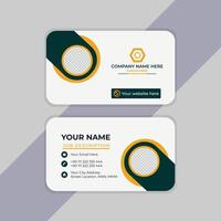 Clean business card with abstract yellow wave vector