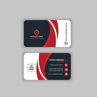 black business card with red triangle shapes design vector