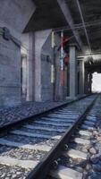 Train Track Passing Through Tunnel Under Bridge video