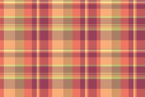 Close-up plaid seamless fabric, naked background pattern textile. Cell tartan check texture in orange and red colors. vector