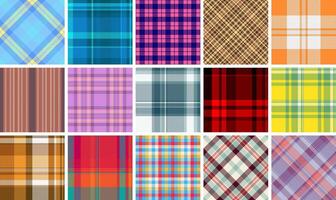 Classic checkered plaid set, offering versatile geometric patterns for shirts, clothes, and textile materials with a British-inspired aesthetic. vector