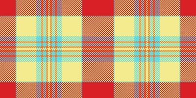 Gift paper fabric plaid background, rug texture seamless. Grid check tartan pattern textile in khaki and red colors. vector