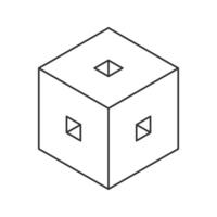 Cube logo, geometric design. Monochrome box logotype company, trendy techno emblem in isometric line style. vector