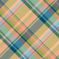 Cool texture plaid background, vintage check tartan. Vichy seamless fabric textile pattern in cyan and lime colors. vector