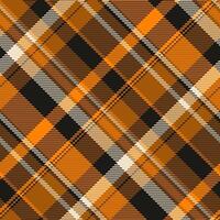 Dog tooth textile background check, floor fabric tartan. Wear texture plaid pattern seamless in black and orange colors. vector