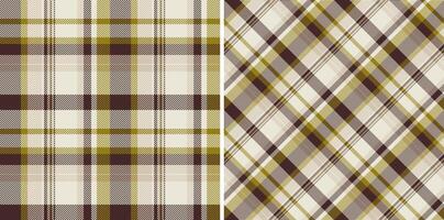 Check tartan texture of textile seamless background with a plaid fabric pattern. Set in earth colors. Symmetry tissue designs in fashion. vector