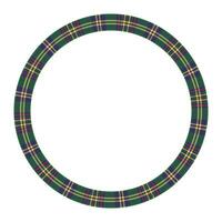 Round frame vintage pattern design template. Circle border designs plaid fabric texture. Scottish tartan background vector