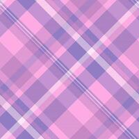 Mexico pattern texture, rough check textile seamless. Pyjamas fabric background tartan plaid in pink and indigo colors. vector