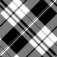 Short background texture , punk pattern check textile. Throw seamless fabric tartan plaid in black and white colors. vector