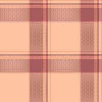 Crease fabric check seamless, geometrical textile plaid tartan. Print background pattern texture in red and orange colors. vector