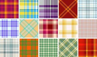 Rustic plaid textile patterns featuring checkered designs, perfect for fabric materials, shirts, or wallpaper with a Scottish flair. vector