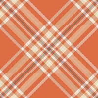 Installing tartan fabric seamless, autumn texture pattern. Uk background textile check plaid in orange and white colors. vector