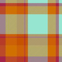 Pixel texture tartan , site textile background fabric. Sewing plaid pattern check seamless in orange and teal colors. vector