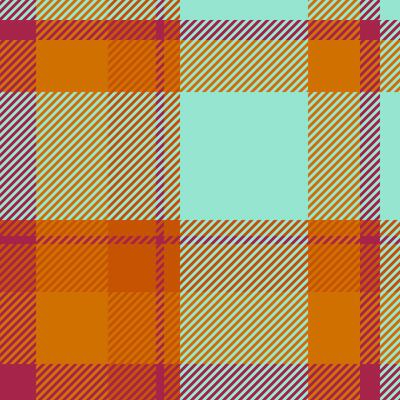 Pixel texture tartan , site textile background fabric. Sewing plaid pattern check seamless in orange and teal colors.