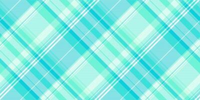 Grungy texture plaid pattern, vibrant seamless textile background. Dye tartan fabric check in azure and cyan colors. vector