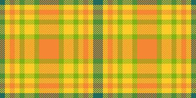 Ethnic tartan texture, creation check fabric seamless. Attire textile background pattern plaid in yellow and orange colors. vector