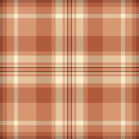 Silky plaid pattern tartan, cloth seamless background fabric. Wide check texture textile in orange and blanched almond colors. vector