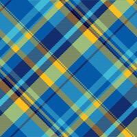Isolation check tartan seamless, detailed background pattern. Throw textile plaid texture fabric in cyan and amber colors. vector