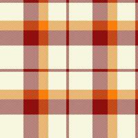 Harvest plaid pattern, checked seamless tartan background. Eps textile fabric check texture in beige and red colors. vector
