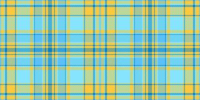 Artwork pattern background textile, pano check tartan. Manufacture seamless fabric texture plaid in cyan and amber colors. vector