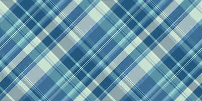 Romance fabric check tartan, king textile pattern texture. Genuine background seamless plaid in cyan and light colors. vector