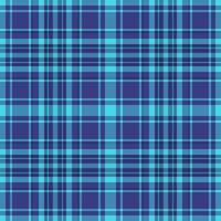 60s plaid background , sample check fabric pattern. British tartan texture seamless textile in cyan and blue colors. vector