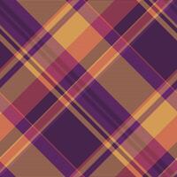 Mid fabric check tartan, mature background textile plaid. Strong texture seamless pattern in dark and orange colors. vector