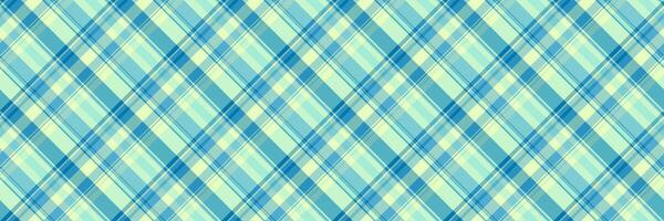 Tablecloth fabric texture textile, handmade check background plaid. Mat seamless pattern tartan in light and cyan colors. vector