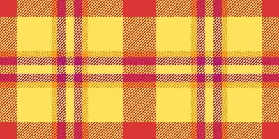 Empty texture tartan, preppy pattern seamless plaid. Dye fabric textile check background in yellow and red colors. vector