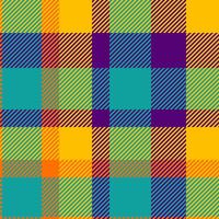 Tweed seamless check , mat background plaid fabric. Festive textile pattern texture tartan in teal and golden poppy colors. vector