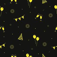 New year seamless pattern. Black and yellow new year pattern vector